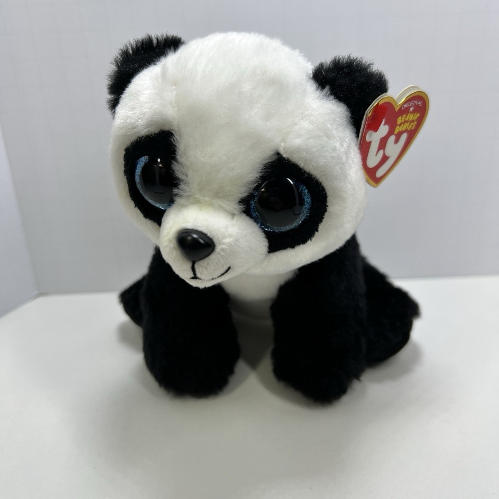 TY Beanie Boos "Baboo" the Panda, Glitter Eyes, 6" With Tag, Stuffed